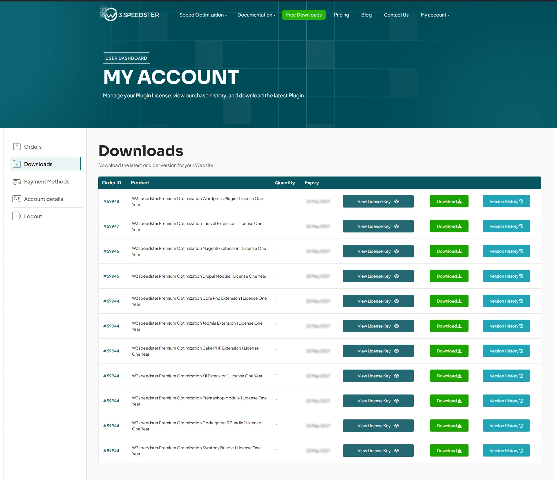 w3speedster Downloads Page